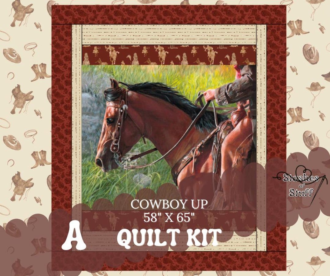 Panel Cowboy Cowboy up Panel Quilt Kit – Ride the Range – Western Cowboy Quilt 58″ X ...