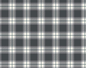 Heritage Plaid Charcoal Fabric – C9791-CHARCOAL – My Heritage by Riley Blake – Dark Gray Plaid – Quilting Cotton