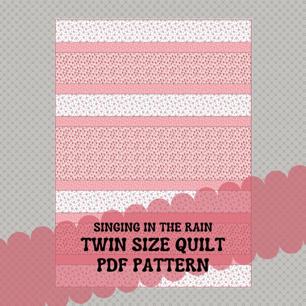 PDF Quilt Pattern - Twin Size Strips Quilt Pattern - Quilt Pattern For Beginners -Fast & Easy Quilt PATTERN ONLY Instructions - 66" x 90"