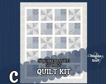 SquareDance Quilt Kit – 51 x 62 – Pinwheel & Square Design – Gingham Foundry Fabric by Riley Blake – Precut Option Available  412C
