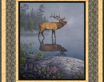 Quick and easy quilt kit - Quilt Kit Pre Cut - Beginner Quilt Kits - Wild Life - Elk Quilt Panel - QUILT KIT 2 - Nature's Finest -57" x 64"