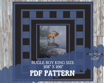 PDF Quilt Pattern – King Size Elk Panel Quilt – Einfaches Quiltmuster für Anfänger – Nature’s Finest – 108 "x 106" – NUR MUSTER
