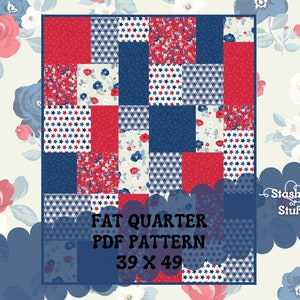 PDF Quilt Pattern PATTERN ONLY Fat Quarter Quilt Pattern - Quilt Pattern For Beginners -Fast & Easy - Quilt pattern Instructions - 39&quot; x 49&quot;