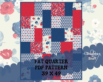 PDF Quilt Pattern PATTERN ONLY Fat Quarter Quilt Pattern - Quilt Pattern For Beginners -Fast & Easy - Quilt pattern Instructions - 39" x 49"