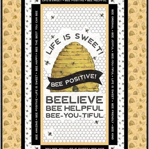 Pre Cut Quilt Kits - Bee Fabric Life is Sweet - Beginner Quilt Kit - QUILT KIT 2 - Easy quilt kit  - Finished Size 39&quot;x58&quot; Yellow and Black