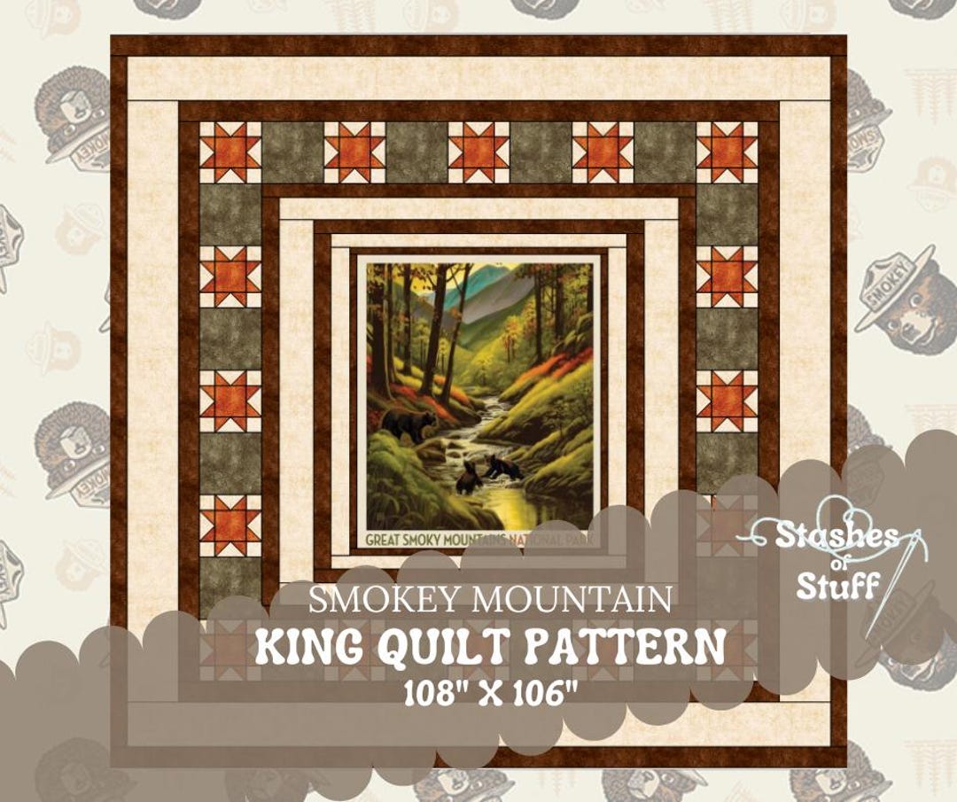 Smoky Mountain Panel Quilt Pattern PDF – King Size Quilt 108 X 106 ...