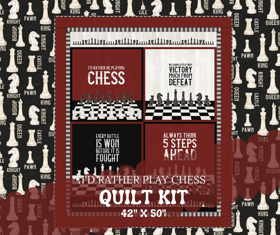 I'd Rather Be Playing Chess Pieces C11260 Off White - Riley Blake Designs -  Text Piece Names - Quilting Cotton Fabric