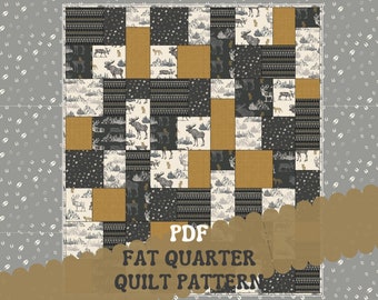 PDF Quilt Pattern PATTERN ONLY Fat Quarter Quilt Pattern - Quilt Pattern For Beginners -Fast & Easy - Quilt pattern Instructions - 58" x 65"