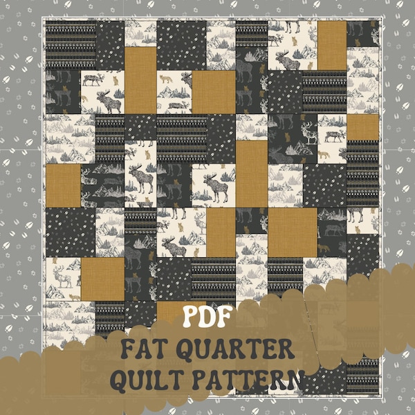 PDF Quilt Pattern PATTERN ONLY Fat Quarter Quilt Pattern - Quilt Pattern For Beginners -Fast & Easy - Quilt pattern Instructions - 58" x 65"