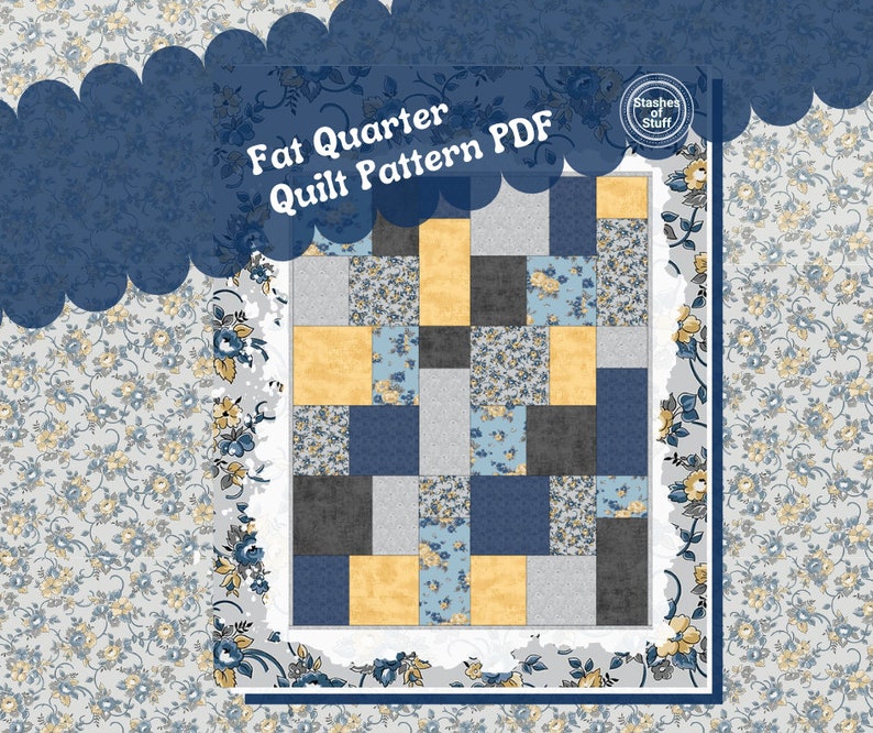 PDF Quilt Pattern PATTERN ONLY Fat Quarter Quilt Pattern - Quilt ...