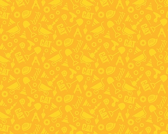 CAT® Buildin’ Crew Yellow Fabric • Riley Blake Designs • Construction Cotton Fabric • Kids Quilting Fabric by the 1/4 Yard