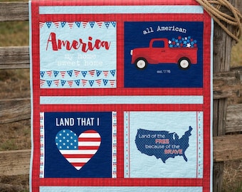Fireworks & Freedom Quilt Kit – Patriotic Panel Quilt – Pre cut Quilt Kits  - Beginner 59" x 67"