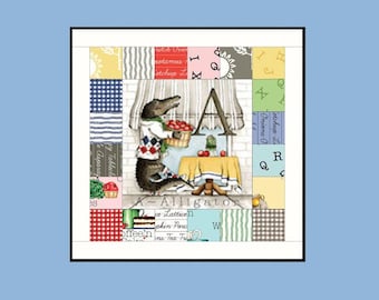 Mini Quilt Kit - You choose Hungry Animal Alphabet Letter - Lovie  - Precut Learn to Quilt for Beginners - Includes Everything 13.5" x 13.5"
