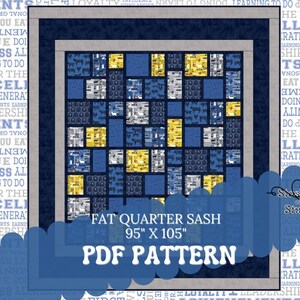 PATTERN ONLY - FFA fat quarter Quilt - Easy to make -  May use any 12 fat quarters -Quilt & Kits Available Queen size 95&quot; x 105&quot;