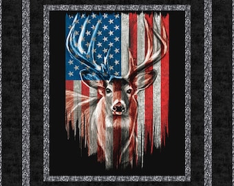 PATTERN ONLY  Patriotic deer American Flag Panel Pattern - Fast & Easy PDF Pattern For Beginners - Quilt pattern Instructions - 60" x 72"