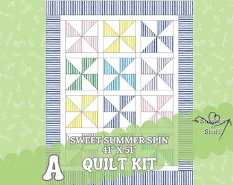Sweet Summer Spin Pinwheel Quilt Kit – Riley Blake Colorful Friends Fabrics, Bright Baby Quilt, Beginner Friendly 265