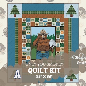 Only You Smokey Bear Quilt Kit | Riley Blake Fabric | Pre-Cut or Finished Quilt Options | Wildlife Forest Quilt | 1010 - 59" x 66"