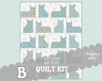 Cat Quilt Kit 49 x 61 –  Quilt Kit – Cat Meow Riley Blake – Advanced Beginner Quilt Kit – Precut Options & Backing  323