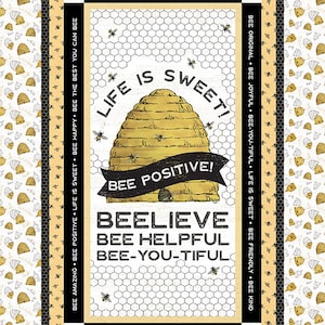 Pre cut QUILT KITs O - Bee's Life Riley Blake Quilt  Fabric Kit - Finished Size 39"x58" Yellow and Black - Quick and easy.