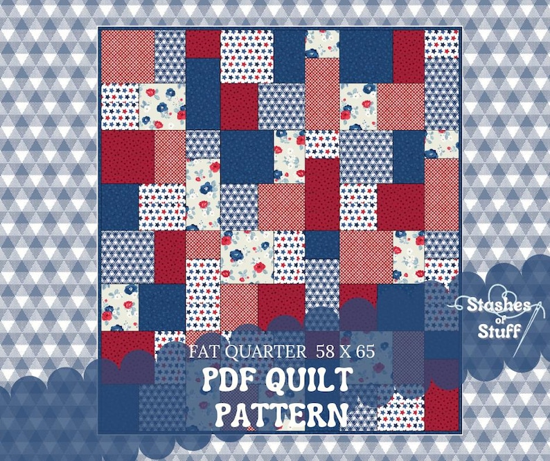 PDF Quilt Pattern – Easy Fat Quarter Quilt Pattern for Beginners – Fast ...