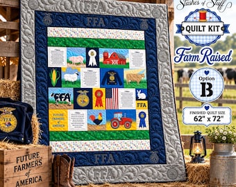 Quilt Kit – FFA Panel Quilt | Riley Blake Licensed FFA Fabric | Farm Agriculture Quilt Kit | 62 x 72  296