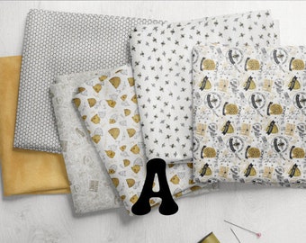 6 FAT QUARTER Bundles Bee's Life  - Bee and honey-themed images & text - Designer Tara Reed for Riley Blake Designs 100% Cotton Quilt Fabric