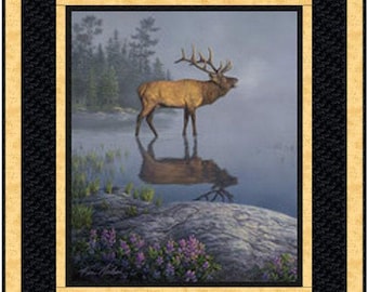 Kit de edredón precortado - Vida salvaje del bosque - Panel de edredón de alce - KIT DE EDREDÓN 1 - Kit de edredón rápido y fácil - Nature's Finest - 57" x 64"