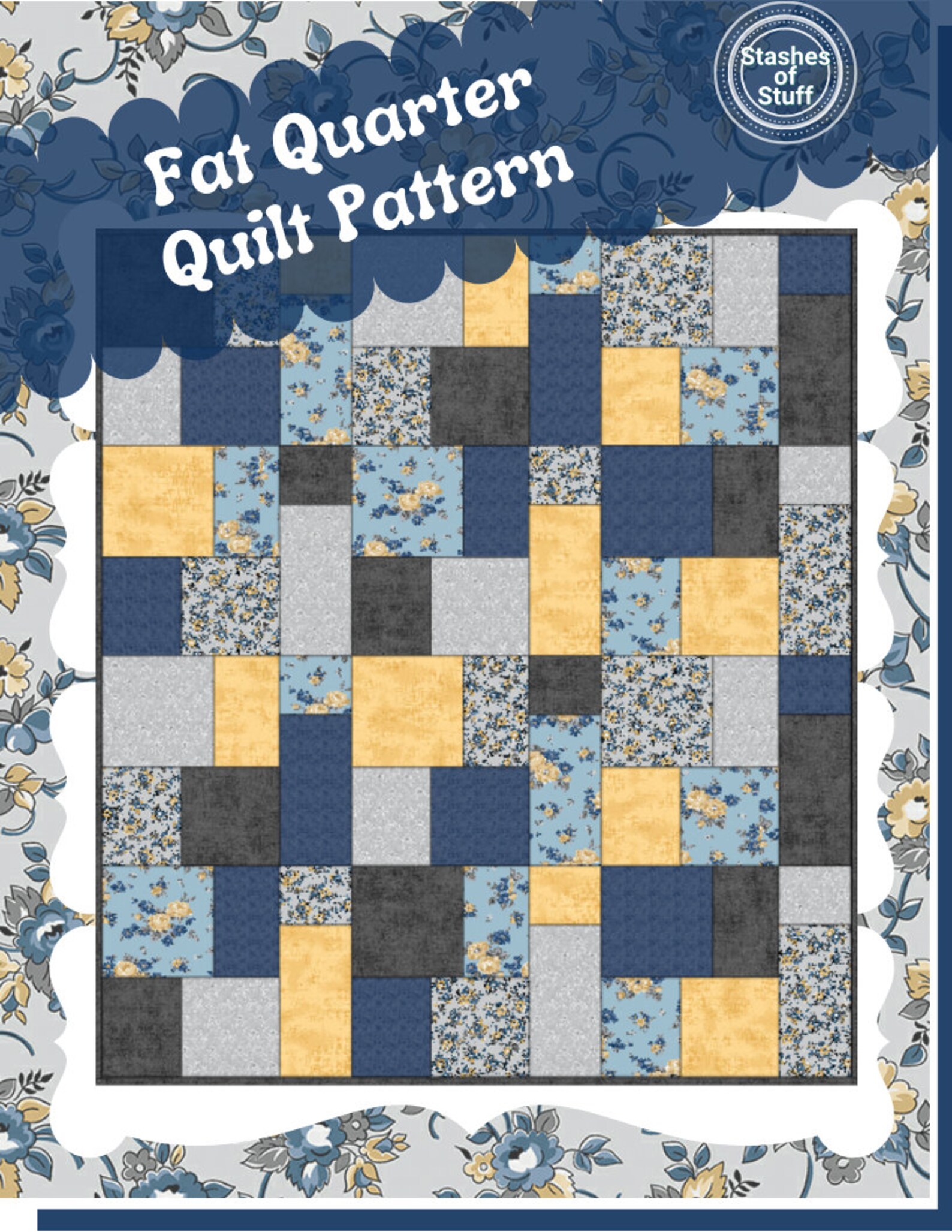 PDF Quilt Pattern PATTERN ONLY Fat Quarter Quilt Pattern - Quilt ...
