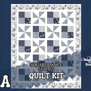 SquareDance Quilt Kit – 50 x 61 – Gingham Foundry Fabric by Riley Blake – Pinwheel & Square Design – Precut Option Available  412A