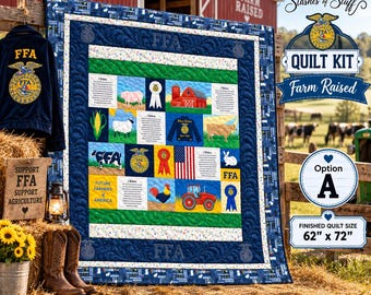 FFA Quilt Kit – Farm Raised Panel Quilt | Riley Blake Designs | Agriculture Farm Quilt | Future Farmers Gift | 62 x 72  | 296