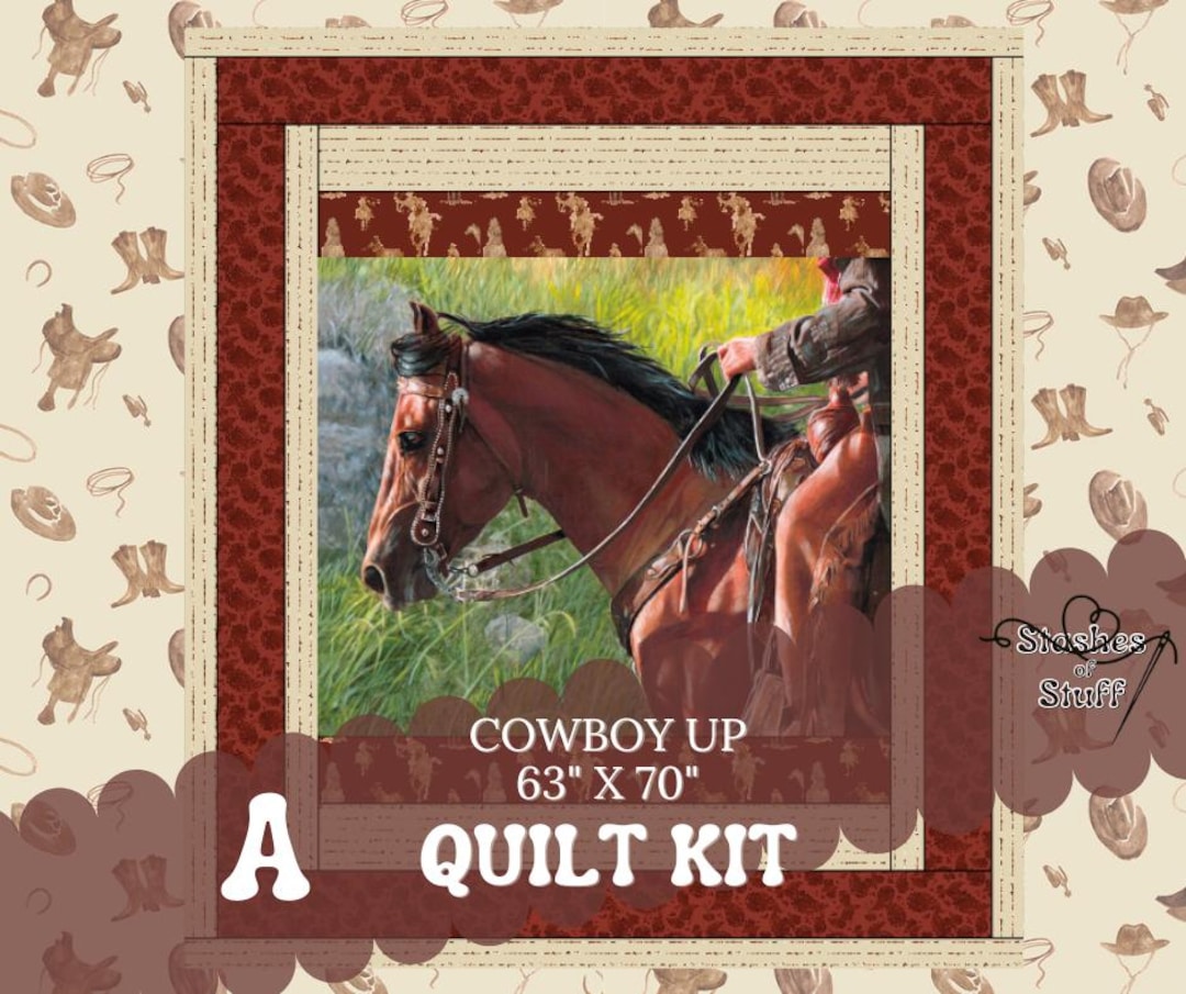 Panel Cowboy Cowboy up Panel Quilt Kit – Ride the Range – Western Cowboy Quilt 63″ X ...