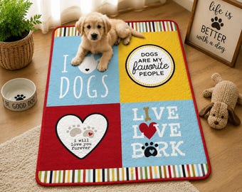 Edredón para bebé amante de los perros / Manta terminada para cachorros / Edredón para habitación infantil con diseño de perro / Tela Riley Blake Cooper / Regalo para amantes de las mascotas / 36 x 42