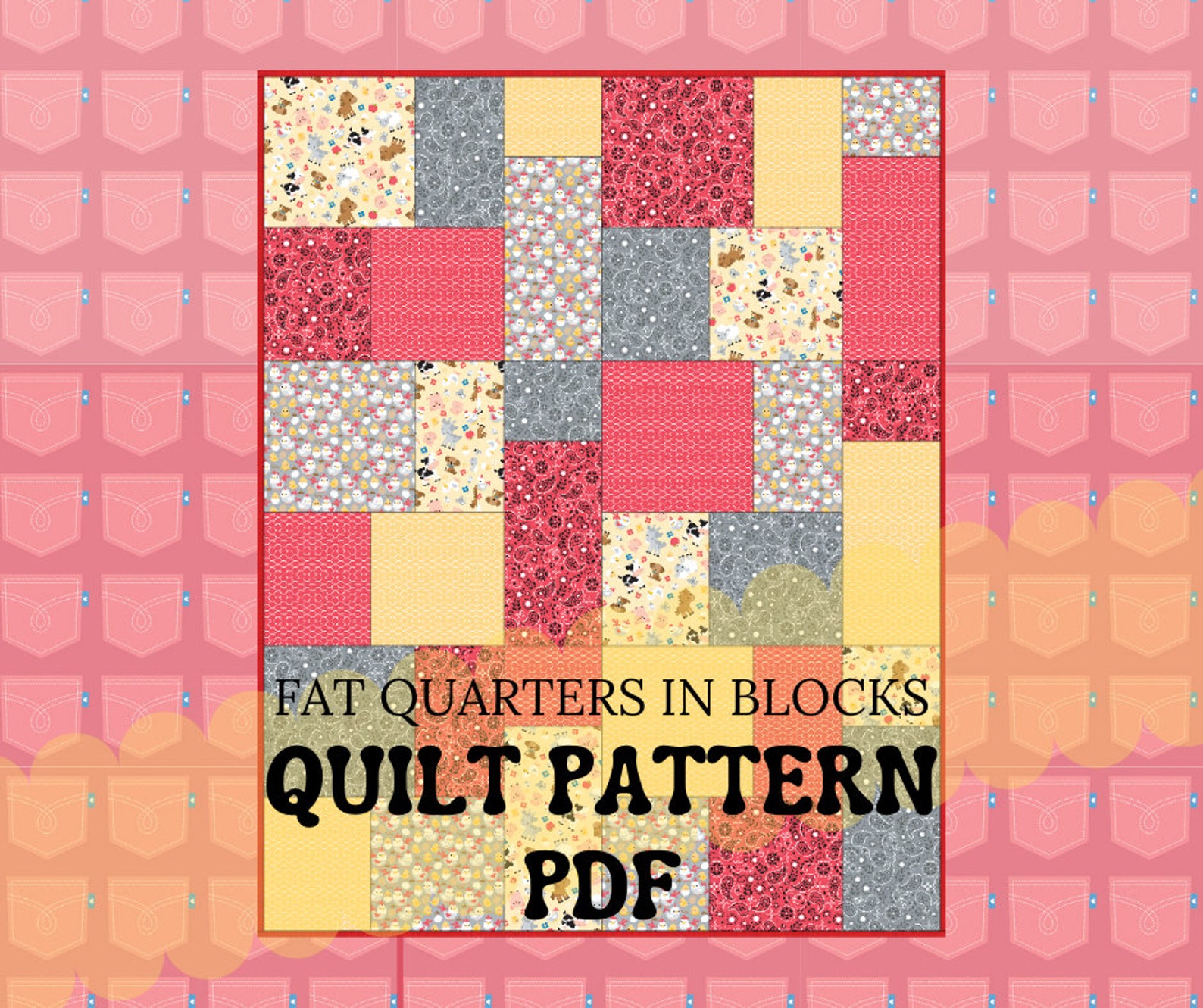 PDF Quilt Pattern PATTERN ONLY Fat Quarter Quilt Pattern - Quilt ...