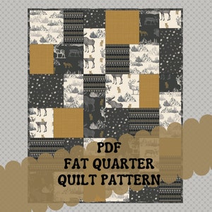 PDF Quilt Pattern PATTERN ONLY Fat Quarter Quilt Pattern - Quilt Pattern For Beginners -Fast & Easy - Quilt pattern Instructions - 39&quot; x 49&quot;