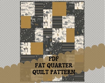 PDF Quilt Pattern PATTERN ONLY Fat Quarter Quilt Pattern - Quilt Pattern For Beginners -Fast & Easy - Quilt pattern Instructions - 39" x 49"