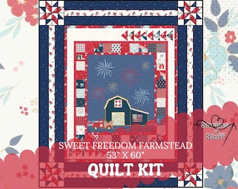 Sweet Freedom Quilt Kit – Patriotic Panel Quilt – Riley Blake – 53" x 60"  1012