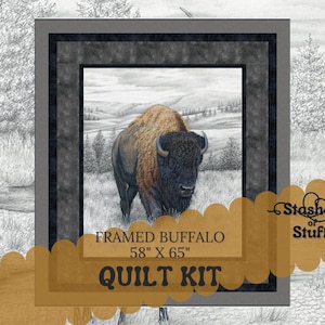Deer, Elk, Moose, Buffalo Panel Quilt Kit - Quick and easy Quilt kit - Pre Cut Beginner  - Wild Life Animals  790- Big Game - 58&quot; x 65&quot;