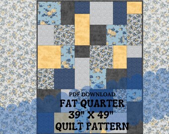 PDF Quilt Pattern PATTERN ONLY Fat Quarter Quilt Pattern - Quilt Pattern For Beginners -Fast & Easy - Quilt pattern Instructions - 39" x 49"