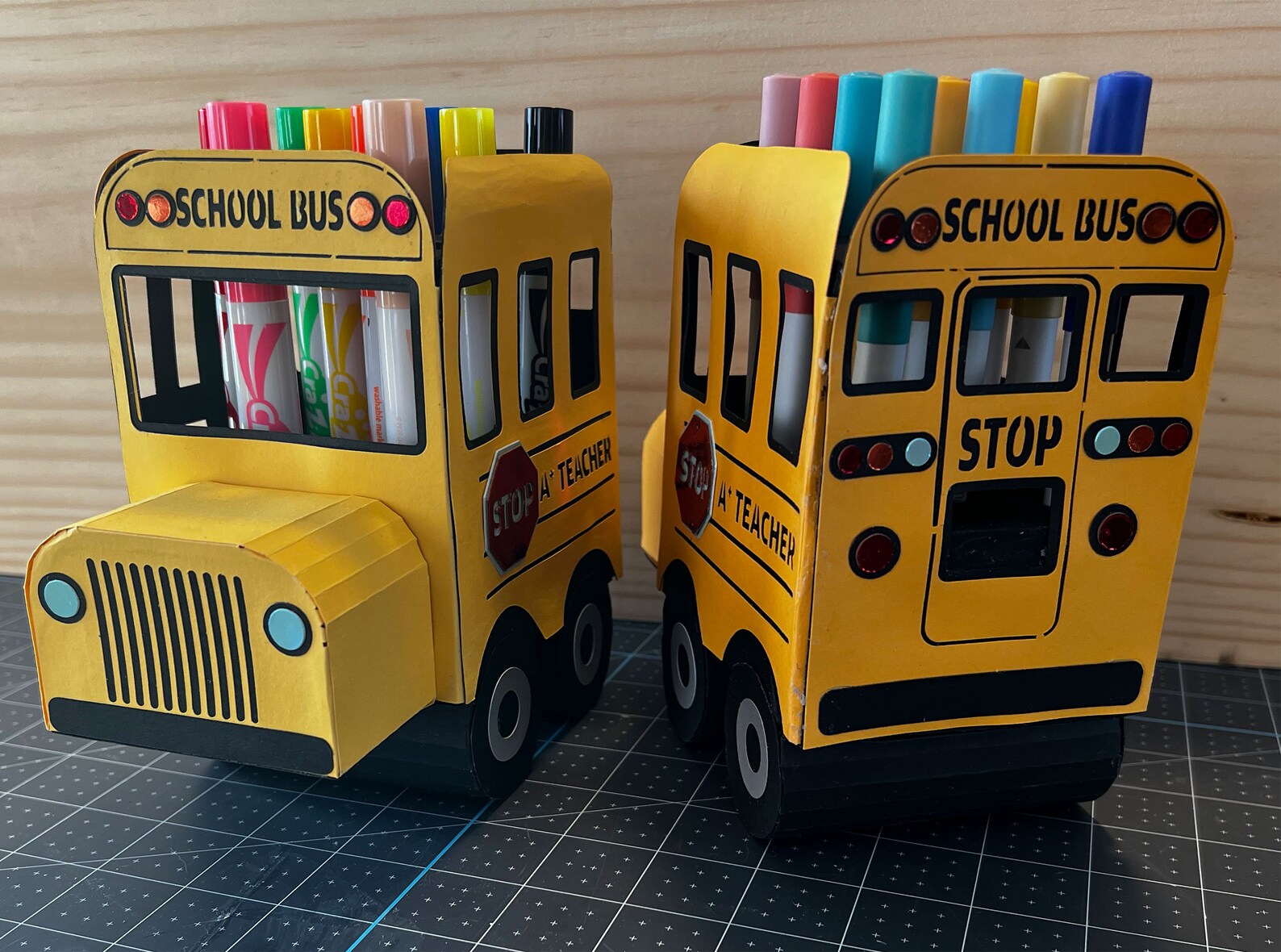 3 D School Bus Pen marker Holder Included Short And Large Bus Design 3-d-school-bus-pen-marker-holder-included-short-and-large-bus-design
