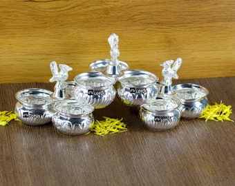 Set of 5 Haldi Kumkum Holder Tilak Box Kankavati for Indian Traditional Festival Gift Return Gifts Wedding Gift Decorative Pooja puja Item Kit Décor Decorations 2.5” to 4”