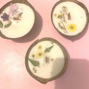 Natural Coconut Shell 100% organic Soy Candle. Indoor/Outdoor creamy coconut or citronella Bild 7