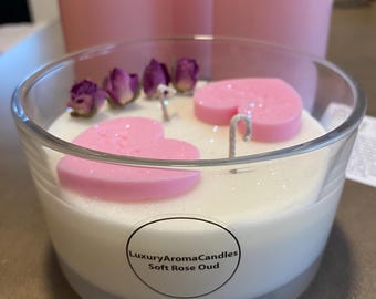 Soft Rose Oud 50cl Organic Soy Valentine Candle