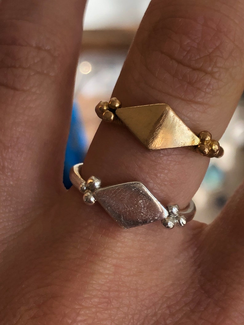 18 karat gold geometric ethnic pattern ring. Made to order. Handmade, artisan, unique image 1