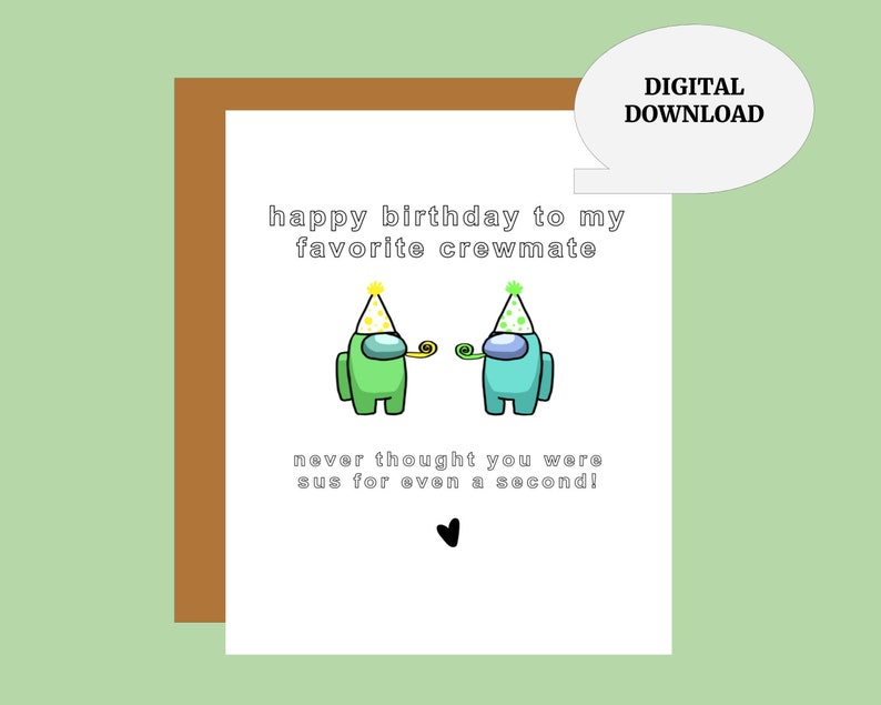 Among Us Birthday Card Printable instant digital download | Etsy