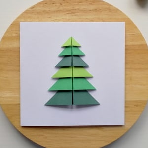 Origami Christmas Tree Cards | Green palette Christmas tree card | Colourful Christmas Tree | Modern Greeting Card