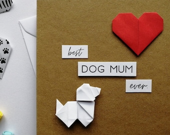 Dog Mum Card, Origami Pet Parent Gift, Fur Mama