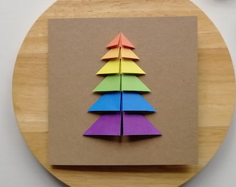 LGBT Christmas Card, Gay Christmas Card, Rainbow origami tree card, LGBT Pride Christmas Tree Card, Queer Christmas, LGBT Christmas Decor