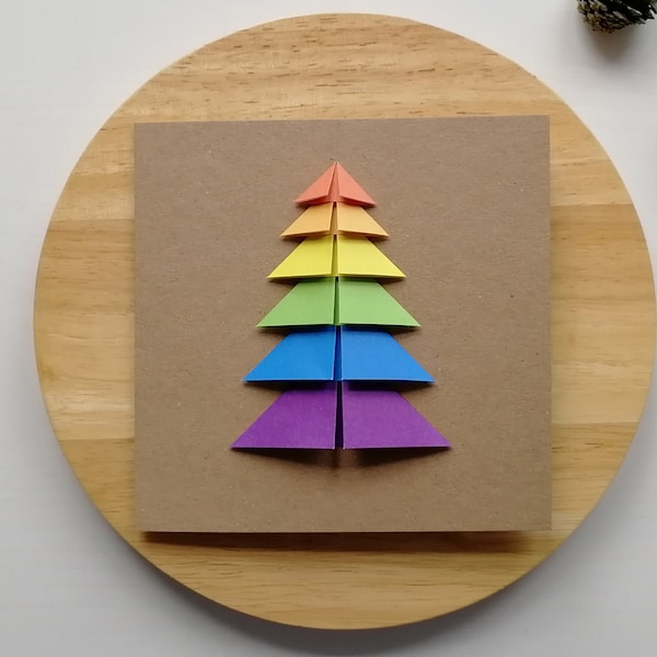 LGBT Christmas Card, Gay Christmas Card, Rainbow origami tree card, LGBT Pride Christmas Tree Card, Queer Christmas, LGBT Christmas Decor