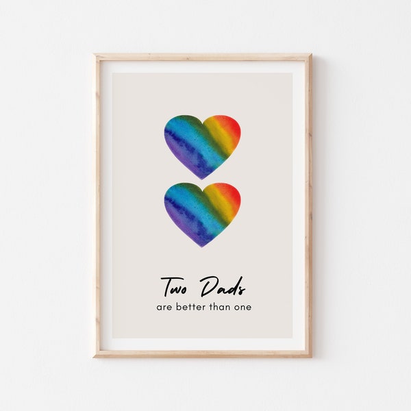 Two Dads Gift, Gay Dads Gift, Gay Baby Shower, Gay Fathers Day Gift, LGBT Pregnancy Gift, Gay Family Print, Gay Parents Gift, Queer Dad Gift