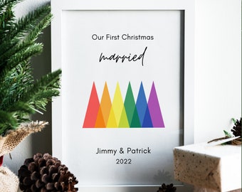 LGBTQ Christmas Couple Gift, Personalised Christmas Couple Gift, First Christmas Married Gift, Newly Married Couple Gift, Rainbow Christmas